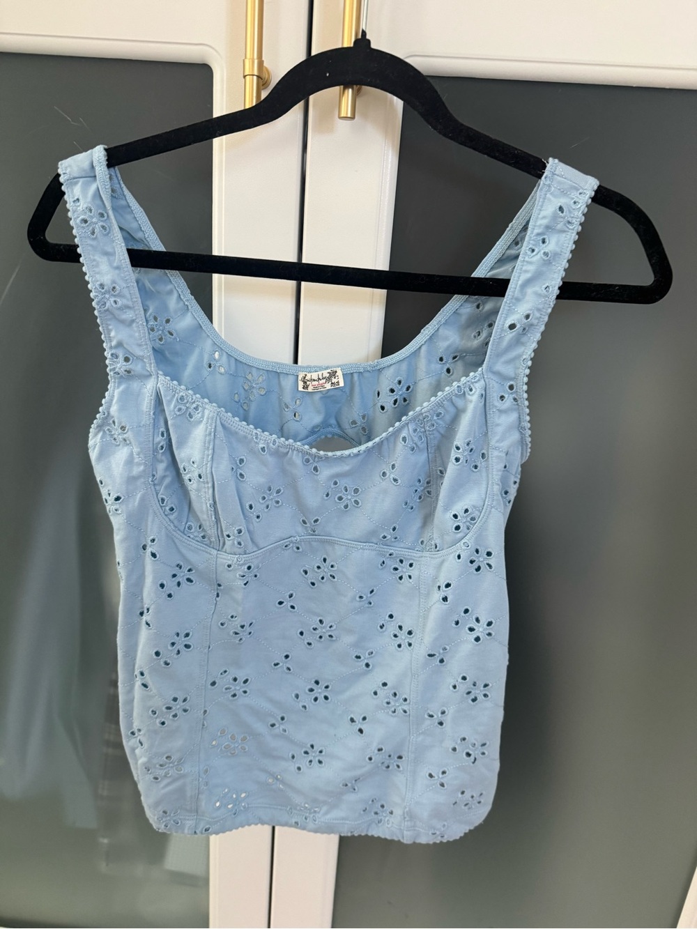 Free People Powder Blue Eyelet Tank